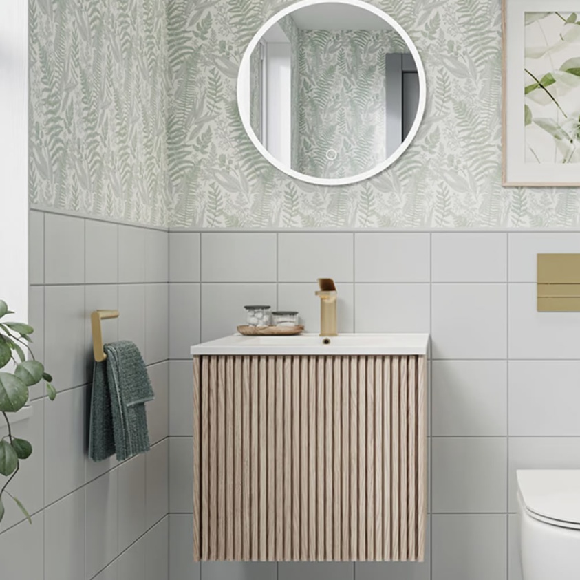 Crosswater Limit 500mm Modern Oak Wall-Hung Vanity Unit & Basin - Lifestyle Image